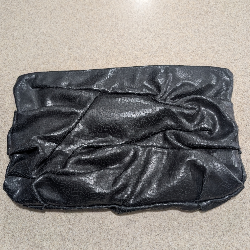 Vintage Gino USA Oversized Black Crackle Clutch Bag 17.25" x 11"